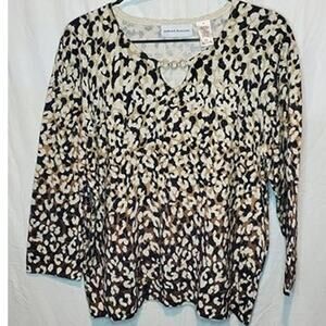 Alfred Dunner Floral Leopard Print Blouse Women’s Size Small